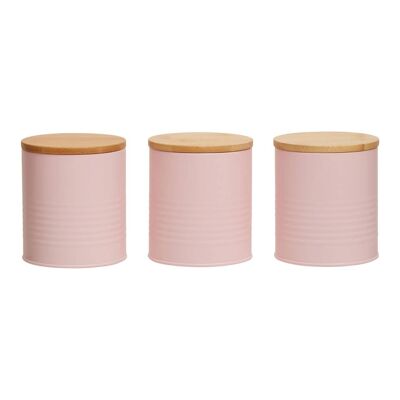 Set of three Alton Pink Cannisters