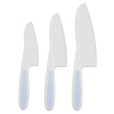 Set Of Three Zing Pastel Blue Knives