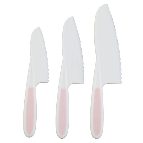 Set Of Three Zing Pastel Pink Knives