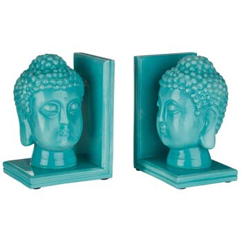 Ensemble de serre-livres tête de bouddha turquoise 1