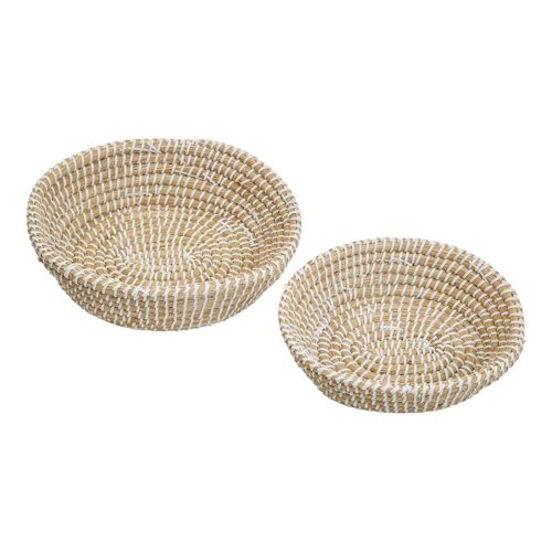 Set of Two Baskets with White Detail