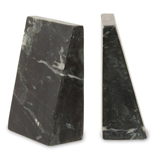 Set of Two Black Marble Bookends