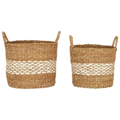 Set of Two Round Seagrass Baskets
