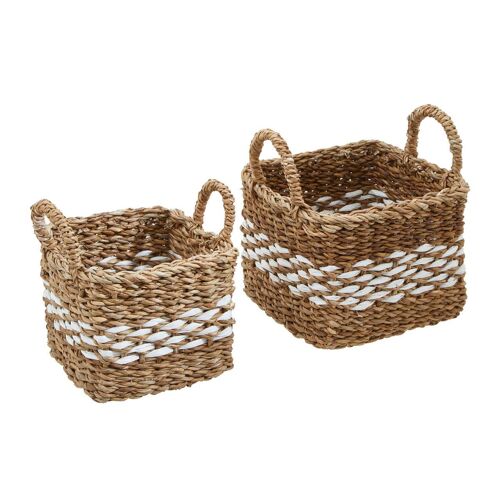 Set of Two Square Seagrass Baskets