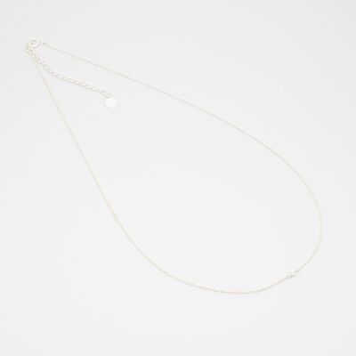 collar de una sola perla - plata