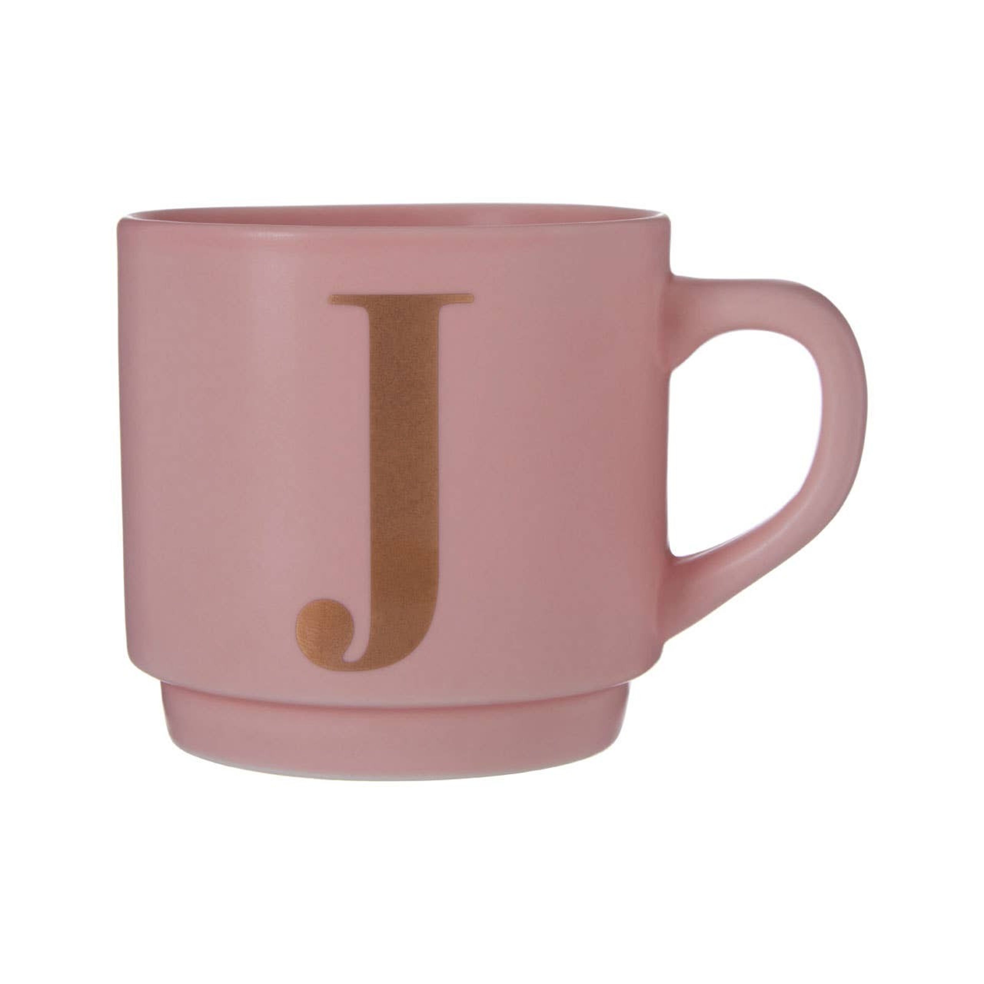Kaufen Sie Tasse mit rosa J-Buchstaben und Siegelmotiv zu