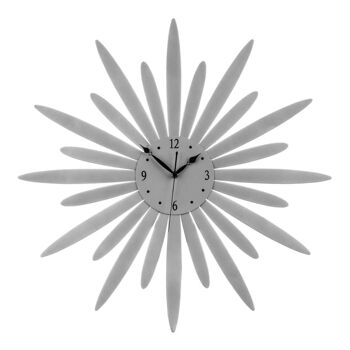 Horloge murale design Sunburst argentée 1