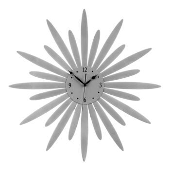 Horloge murale design Sunburst argentée 3