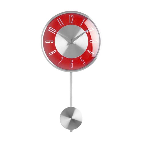 Silver with Red Face Pendulum Wall Clock