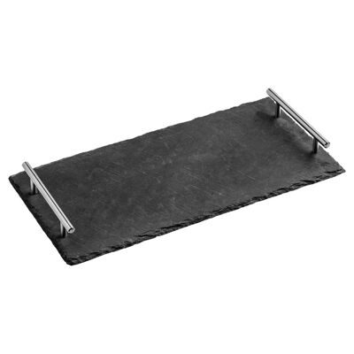 Slate Tray with Stainless Steel Handles