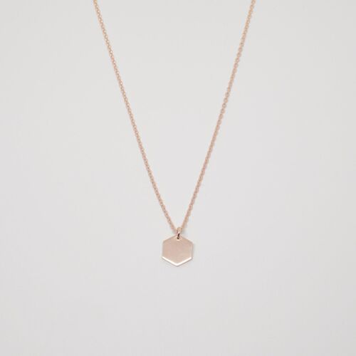 shiny hexagon necklace - Roségold