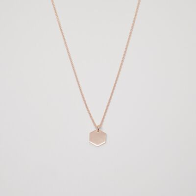 shiny hexagon necklace - rose gold