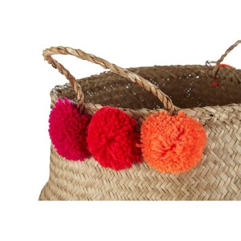 Petit panier à pompons en jonc de mer 4