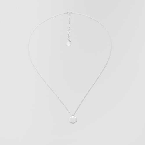 shiny hexagon necklace - Silber