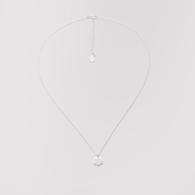 collier hexagone brillant - argent