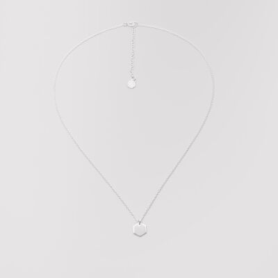 shiny hexagon necklace - silver