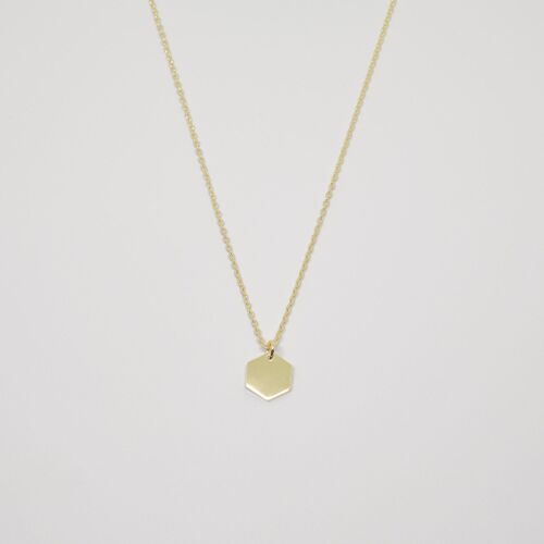 shiny hexagon necklace - Gold