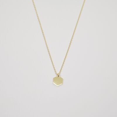 shiny hexagon necklace - Gold