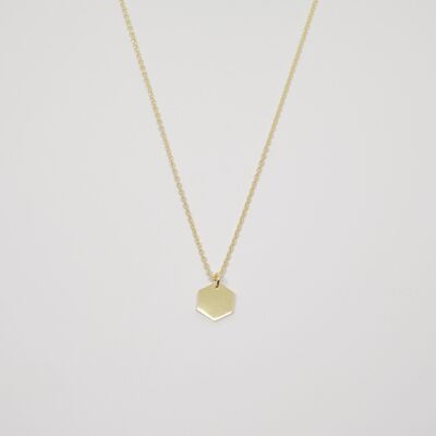 shiny hexagon necklace - gold