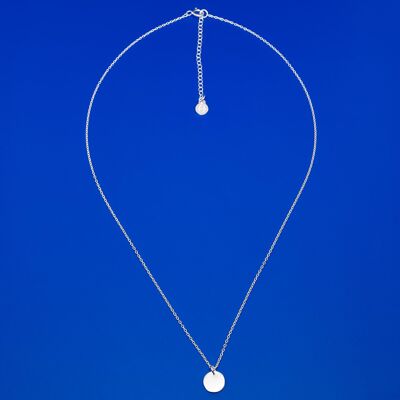 shiny disc necklace - silver - L
