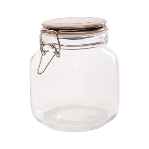 Square Glass Jar With Champagne Lid - 1050Ml
