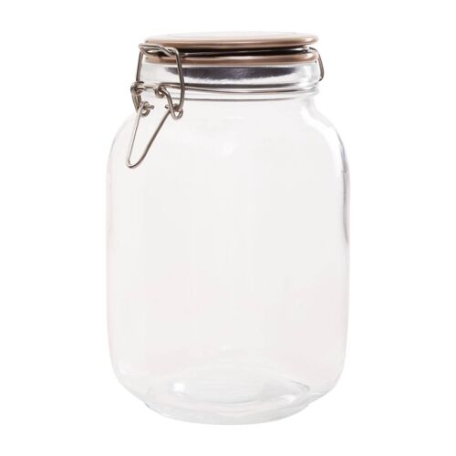 Square Glass Jar With Champagne Lid - 1550Ml
