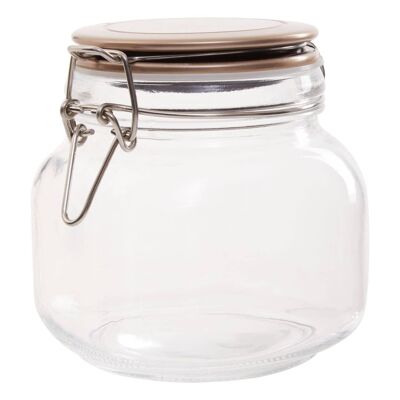 Square Glass Jar With Champagne Lid - 800Ml