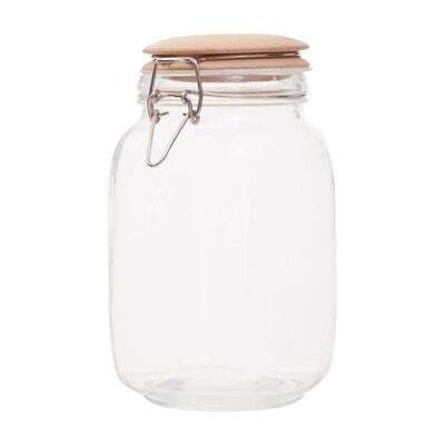 Square Glass Jar With Wooden Lid - 1550Ml