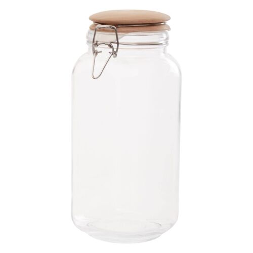 Square Glass Jar With Wooden Lid - 2150Ml