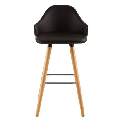 Tabouret de bar à dossier incurvé noir Stockholm