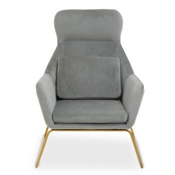 Fauteuil en velours gris Stockholm 1