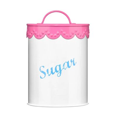 Sugar Canister with Pink Lace