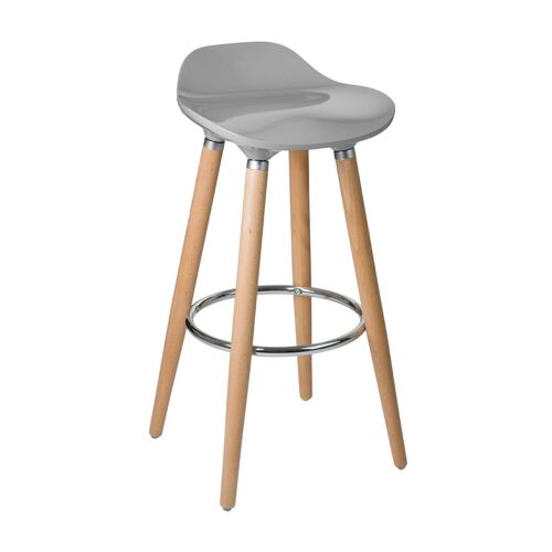 Taupe ABS and Beech Wood Bar Stool