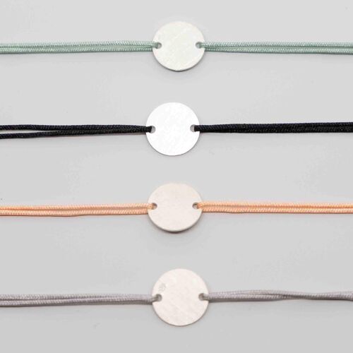 satin disc bracelet silver