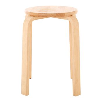 Tabouret empilable en bois d'hévéa tropical 2