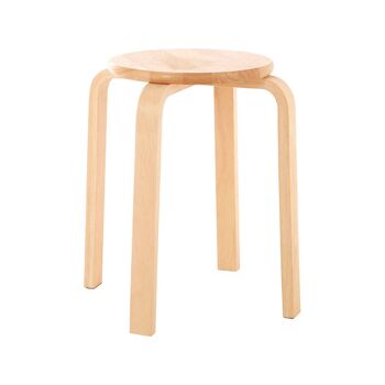 Tabouret empilable en bois d'hévéa tropical 9