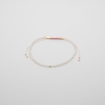 bracelet pierre de naissance - Octobre / Quartz Rose (or)