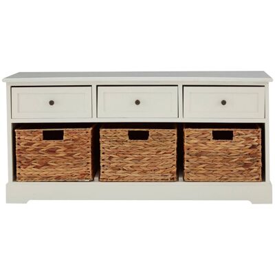 Vermont Ivory 3 Drawer 3 Baskets Bench