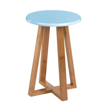 Tabouret rond en bambou bleu Viborg 1