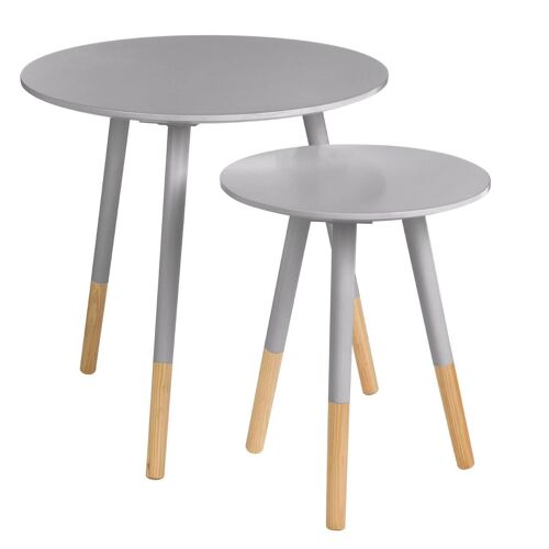 Viborg Grey Round Side Tables - Set of 2