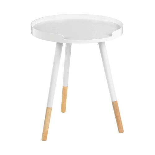 Viborg White and Natural Round Side Table