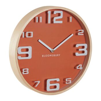 Horloge murale à grands chiffres en bois orange Vitus 3