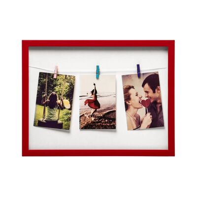 Washing Line 3 Peg Deep Red Photo Frame