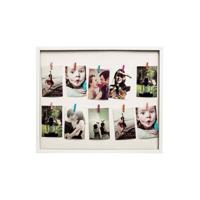 Washing Line White Plastic 10 Peg Photo Frame