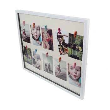 Cadre photo en plastique blanc à 10 pinces à linge 3