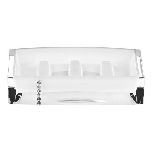 White Acrylic and Crystal Soap Dish
