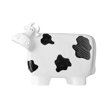 Grande vache en céramique blanche et noire 1