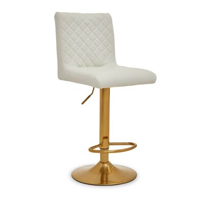 White And Gold Bar Stool With Round Base