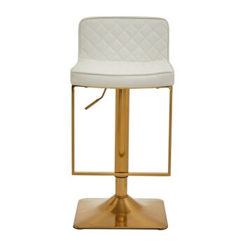 Tabouret De Bar Blanc Et Or Avec Base Carrée 8