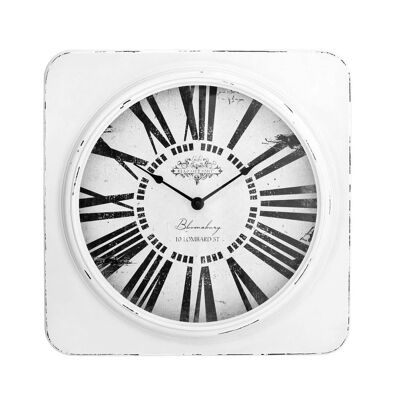 White Antique Finish Wall Clock